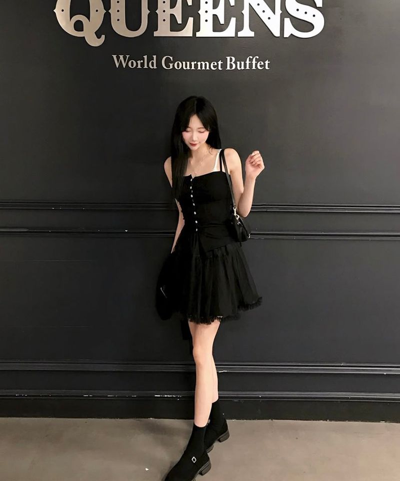 Button Sleeveless Top Black