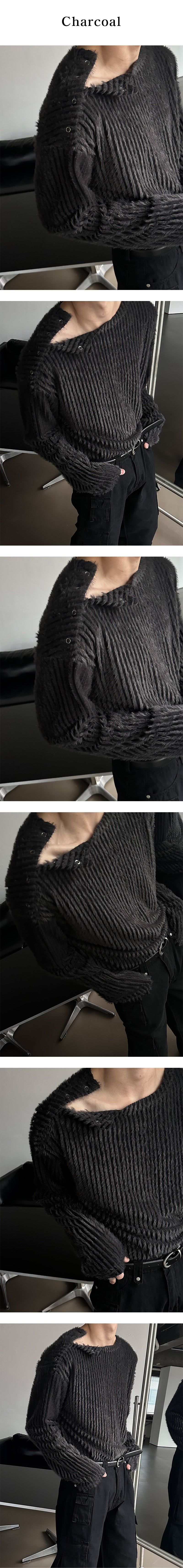  [S/S] Stripe snap henry neck sleeves(2color)