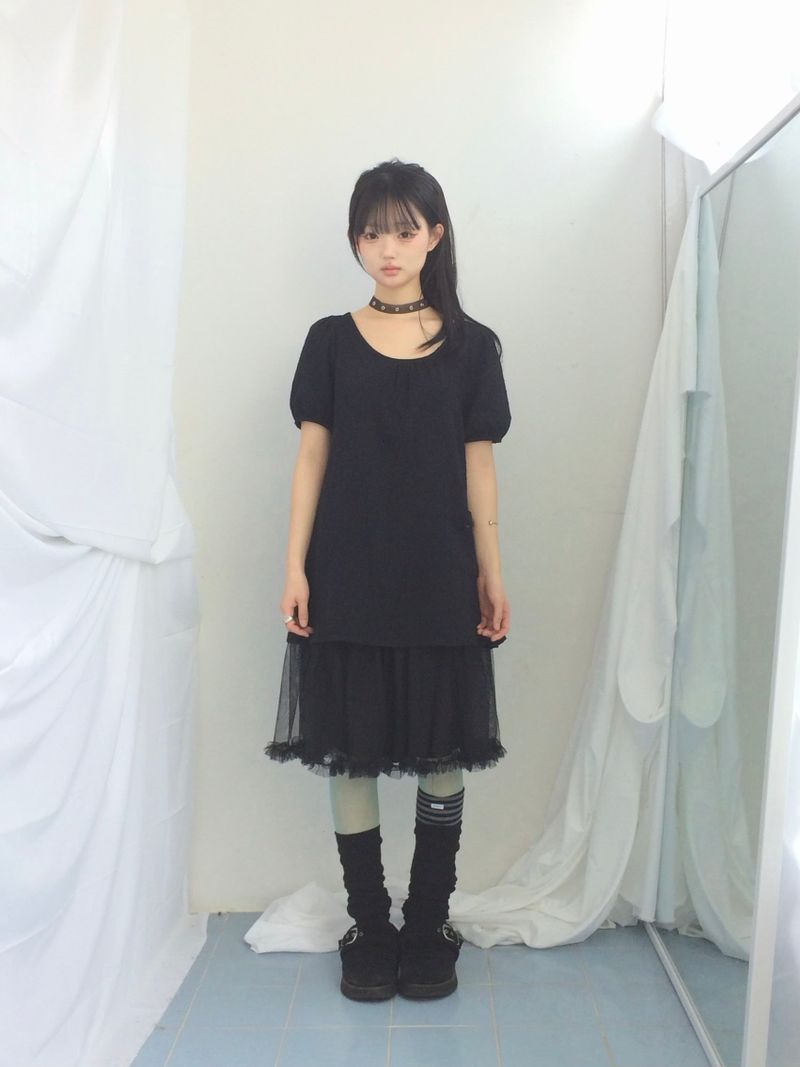 soft shirring frill skirt