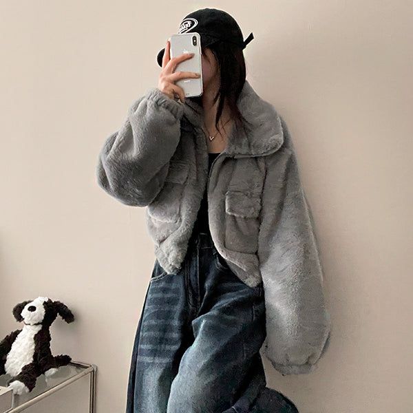 Pocket High-neck Cropped Jumper