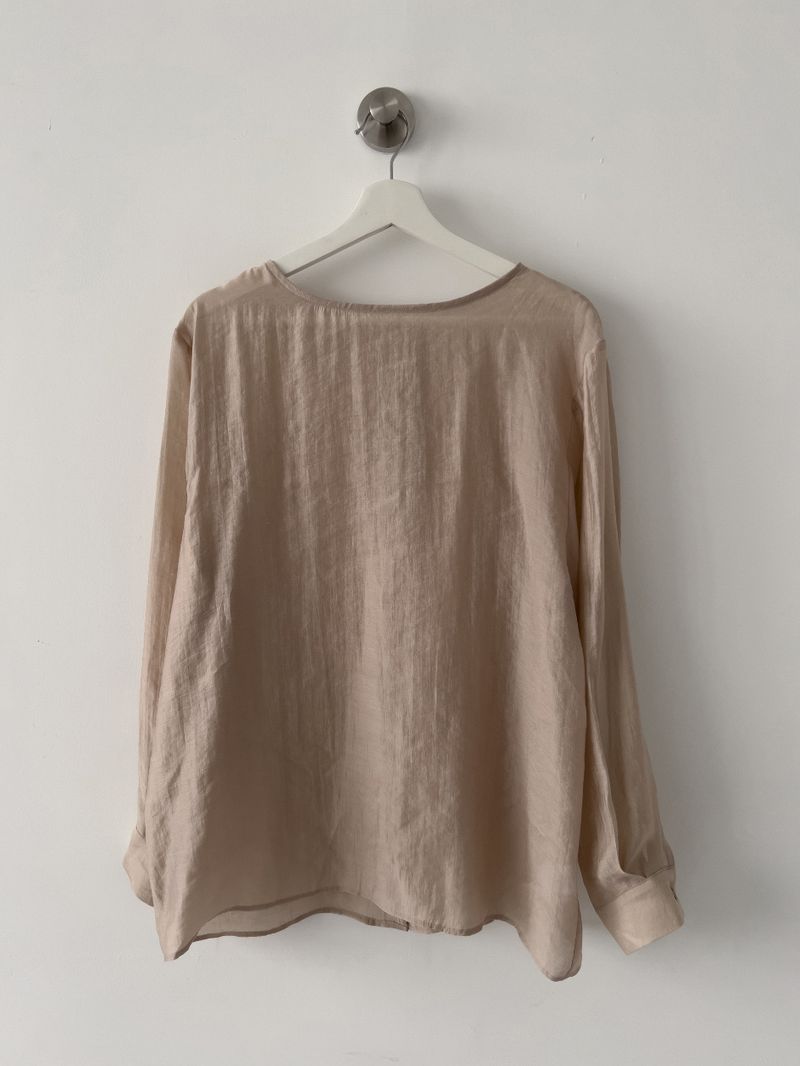 Tencel Two-Way Round Neck Blouse