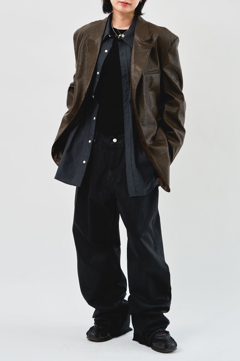 Over Single Leather Jacket (3color)