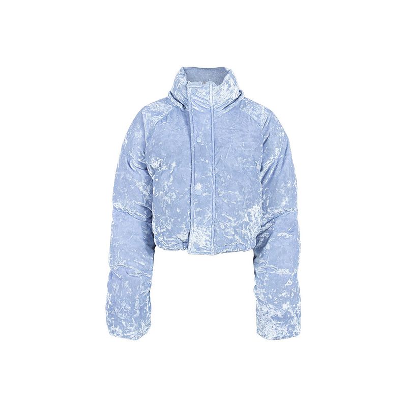 (DUCK DOWN) VELVET DOWN CROP PUFFER PADDING_Sky Blue