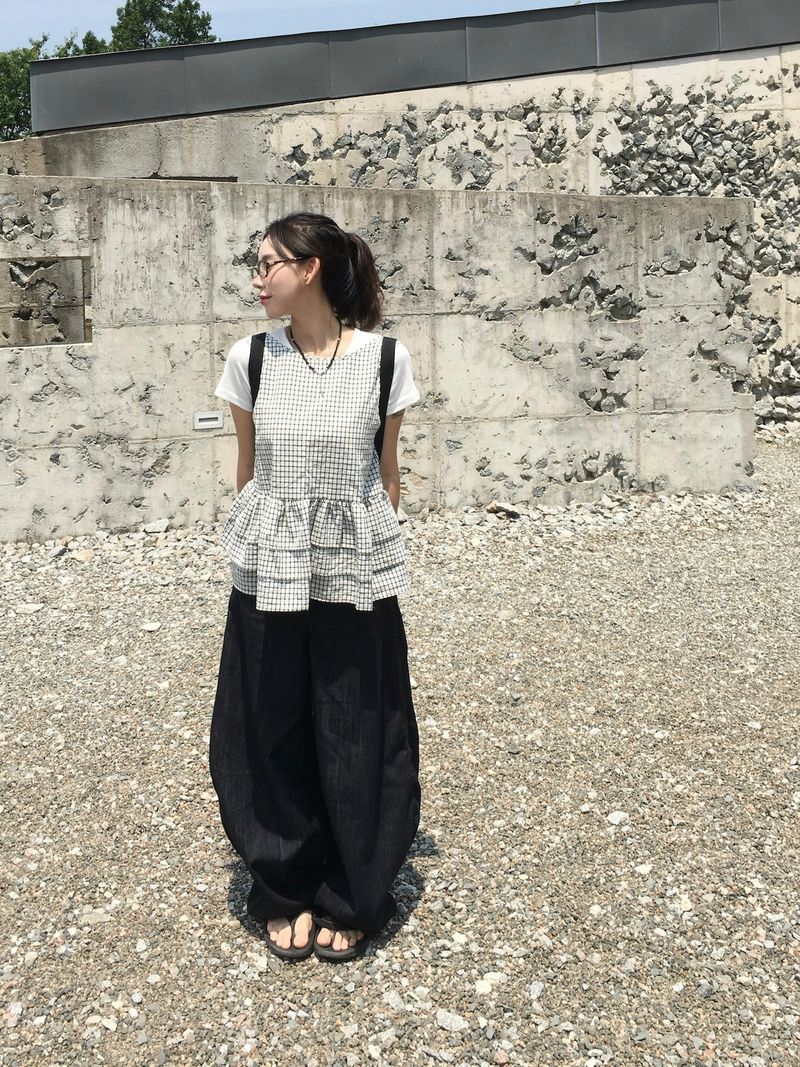 Mori Check Frill 2-Way Blouse (2c)