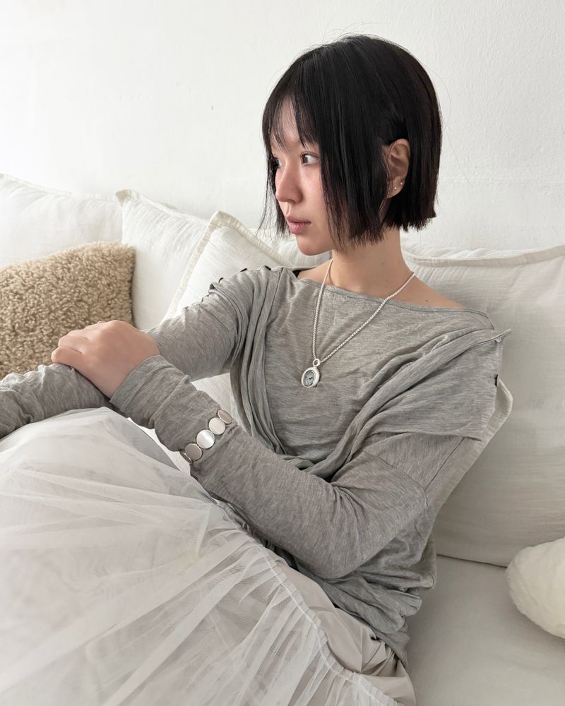 Muted White Time Necklace