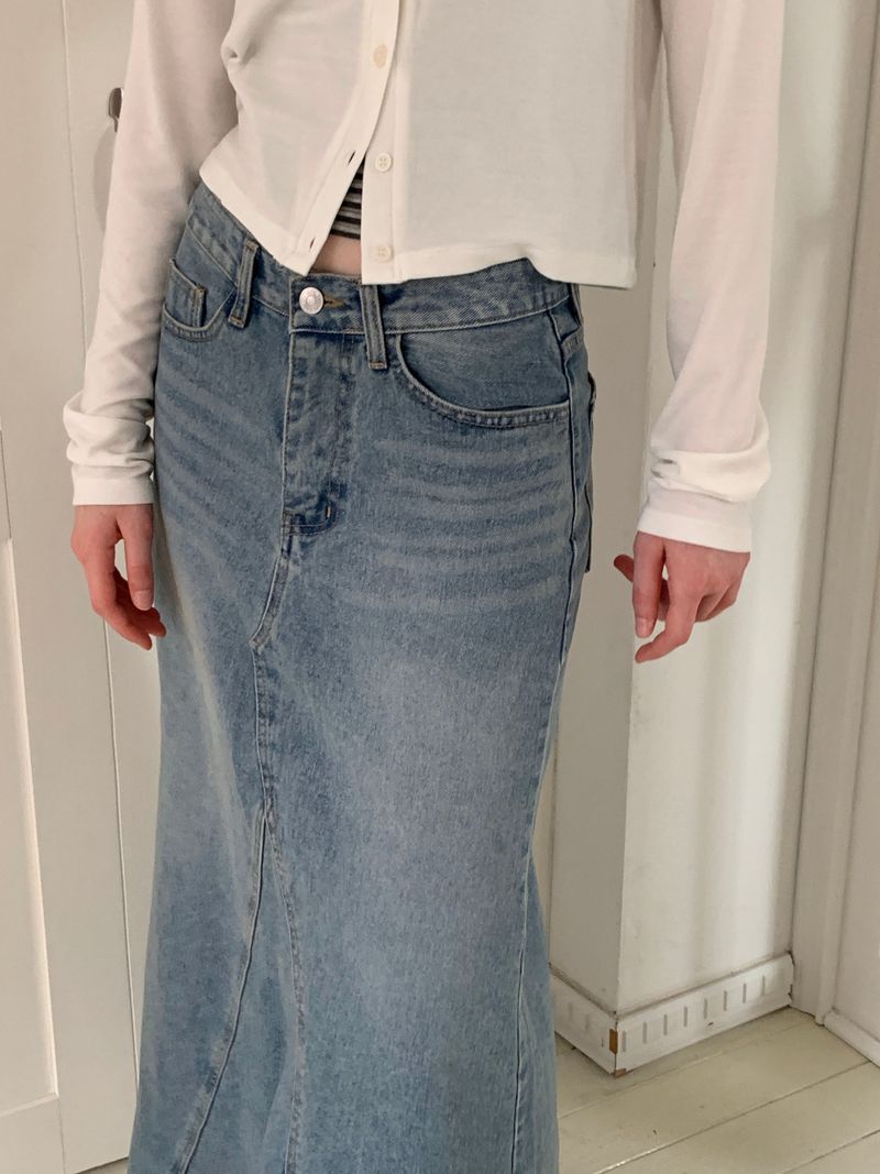 [ORIGINAL] Testy Cutout Denim Long Skirt