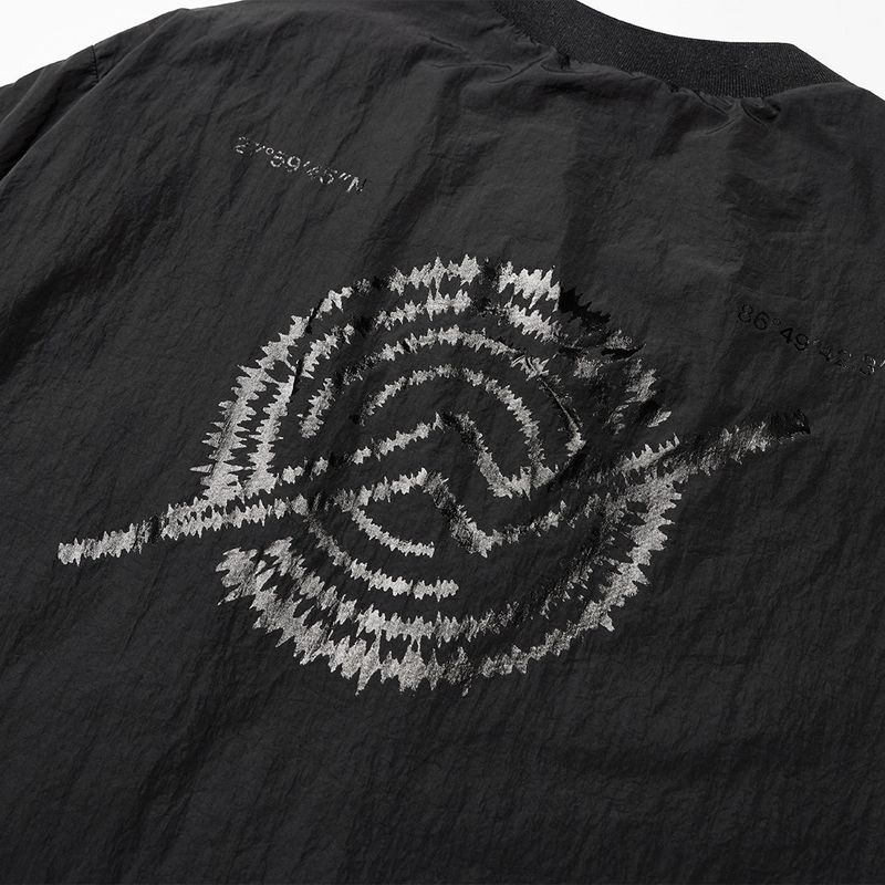 Nylon Zip Pocket Round Shirt - BLACK