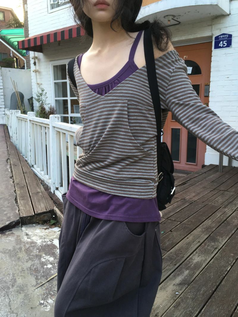 Shirring Long Sleeveless Top