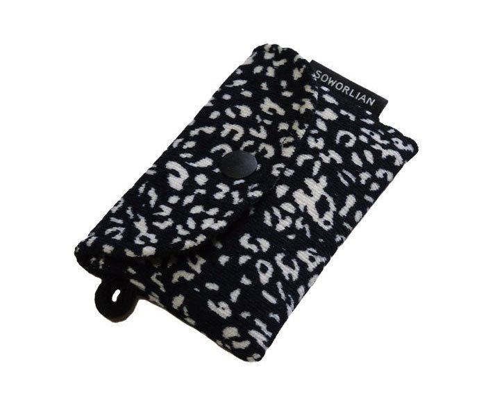 Simple Card wallet _Leopard Corduroy Black