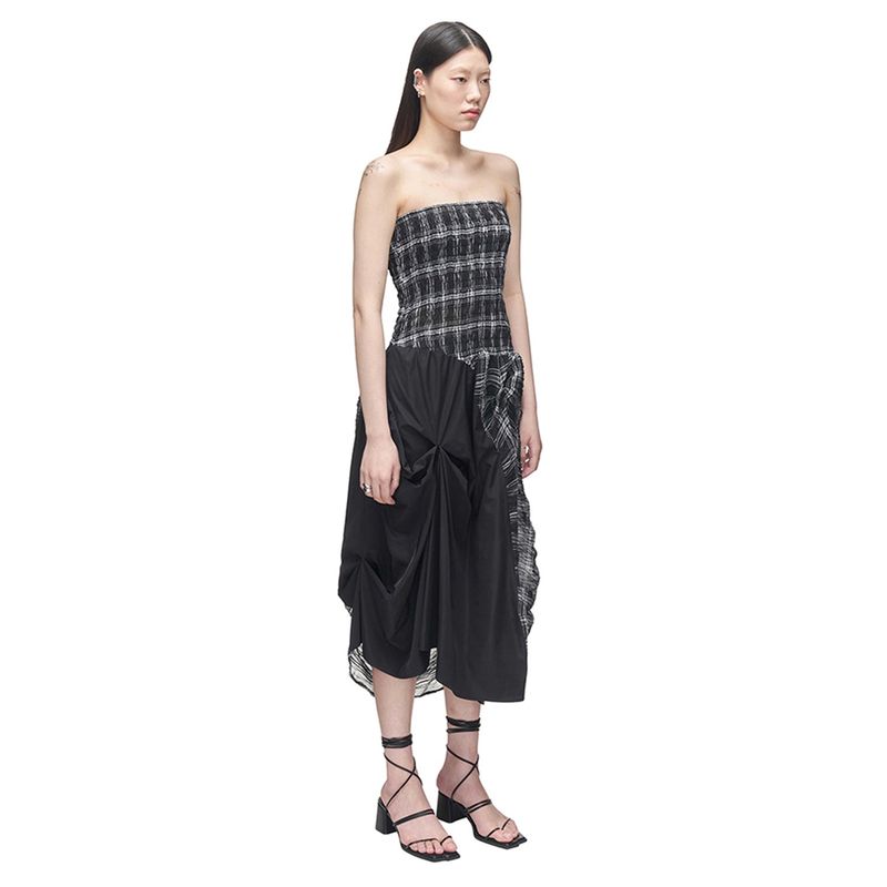DOZI - Smocking Draped Dress _ Black