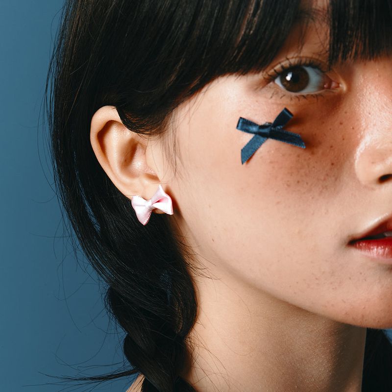 [925 SILVER] Mini Satin Ribbon Earring