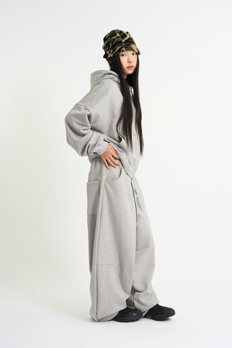 Terry wide belted sweatpants