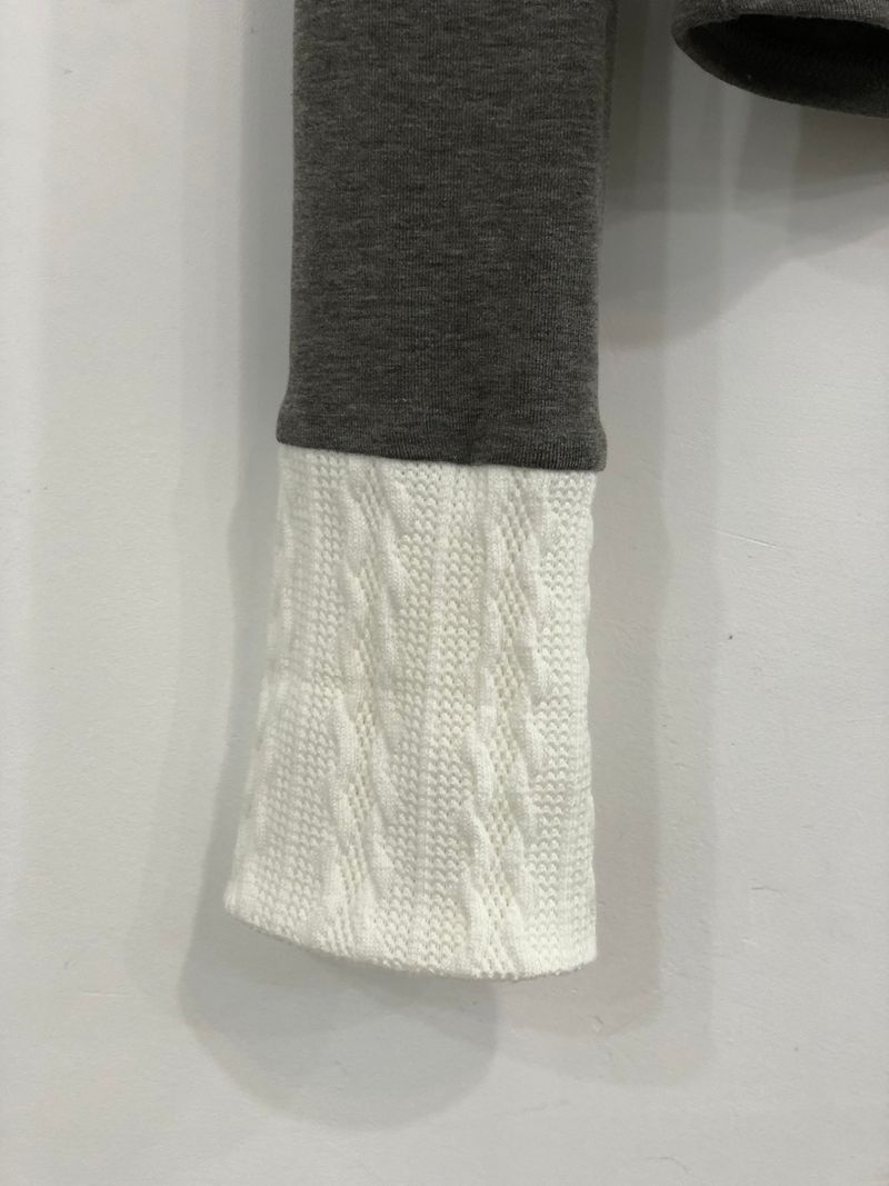 Gray Frill Mix Knit Top