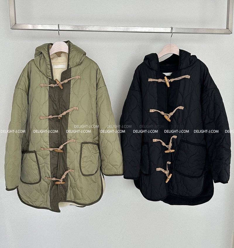 a quilted padded jacket with wool