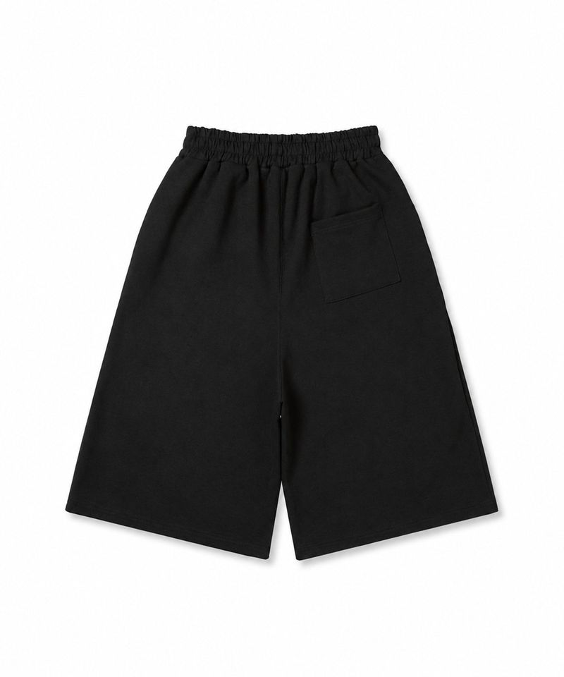 Balloon Baggy Bermuda Sweat Pants - Black