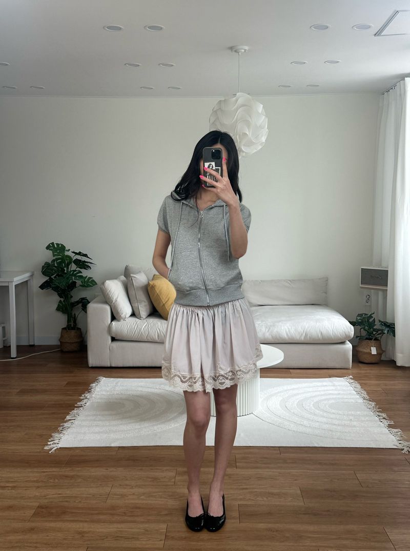 lace satin mini skirt
