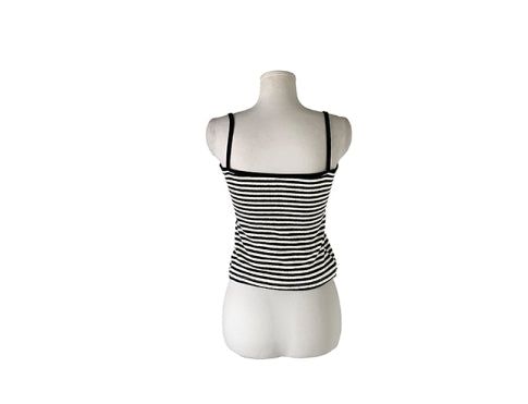 Cotter Punching Stripe Sleeveless Cardigan Set