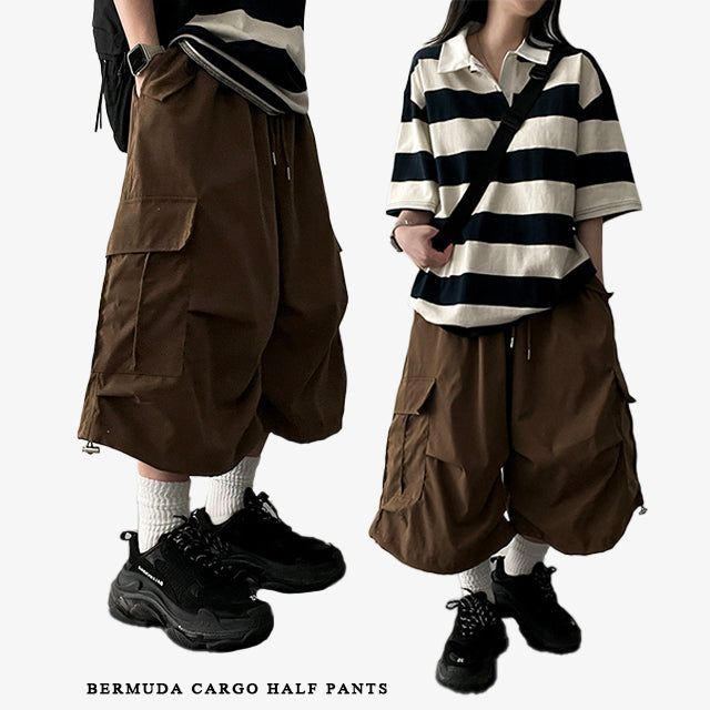 hijjoo（ハイチュー）の「ナーピンタックプリーツバンドウエストカーゴバミューダショーツ（パンツ）」