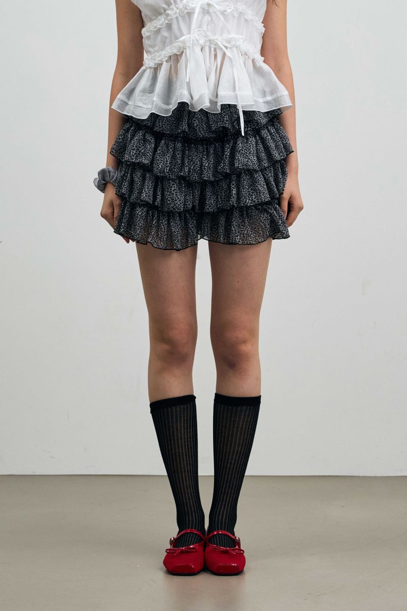 ARIKIM（アリキム）の「LEOPARD CANCAN MINI SKIRT PANTS / GRAY（Skirts）」
