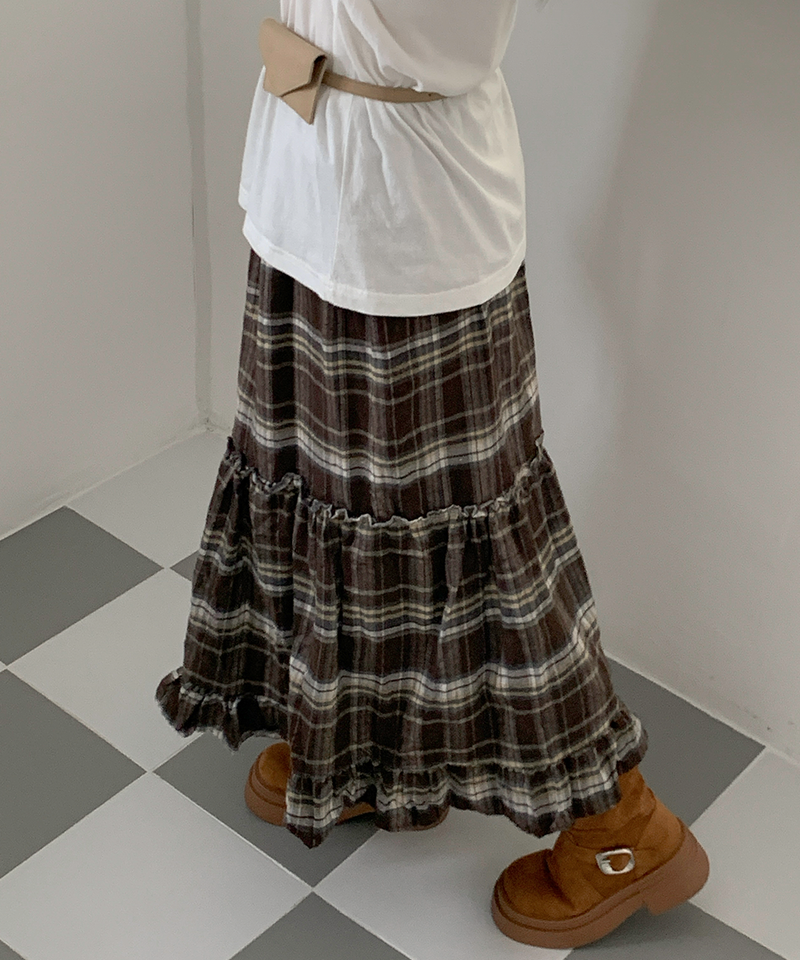 Sorbet Long Checkered Skirt