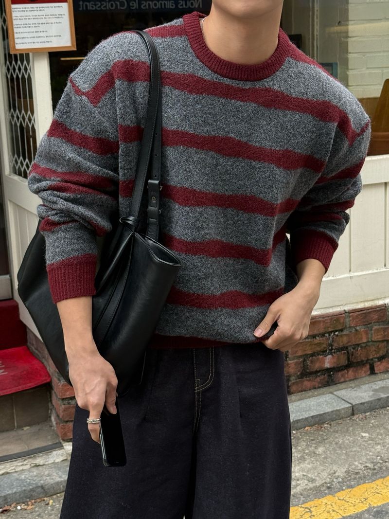 Cozy stripe brush knit