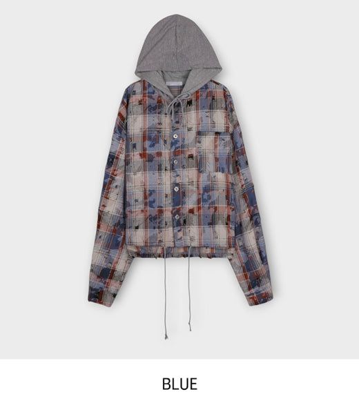 Vince damage checked hoodie jacket