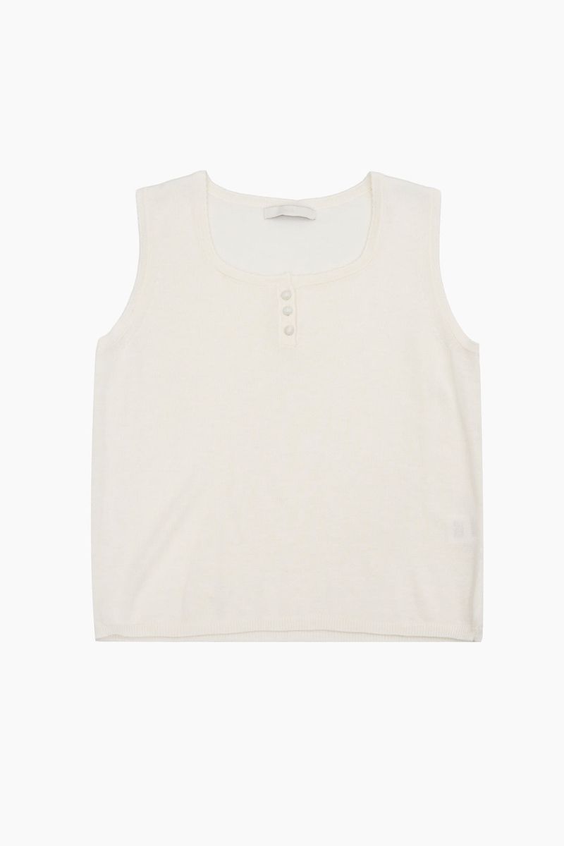 Silk button sleeveless knit top