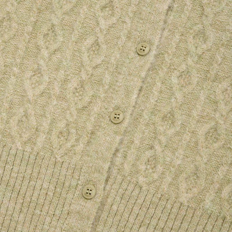 SMALL CHERRY CABLE KNIT CARDIGAN [GREEN]