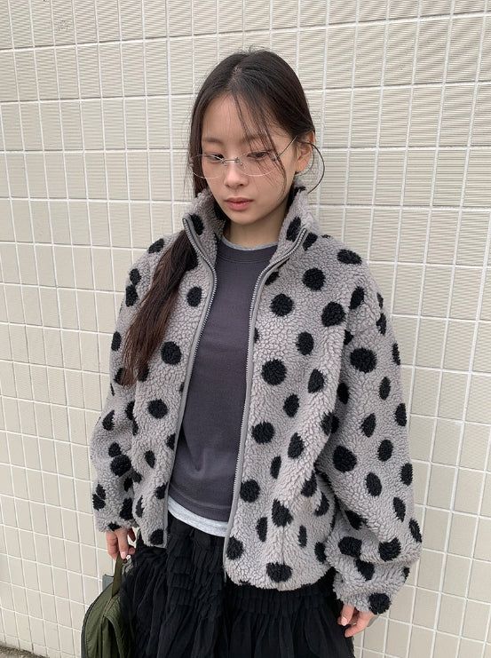 Ratmaru Dot Fleece Zip-Up Jumper