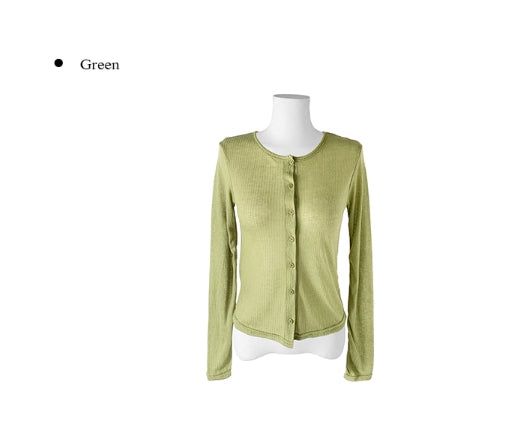 Boa See-Through Button Ribbed Long Sleeve Cardigan