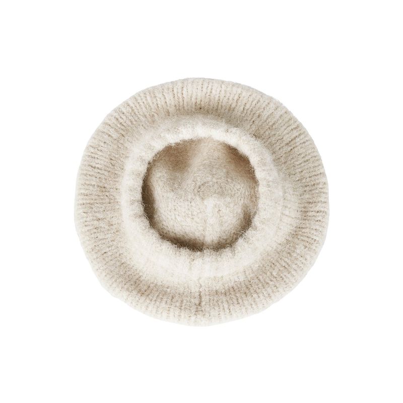 Stud Logo Wool Knit Beret Ivory