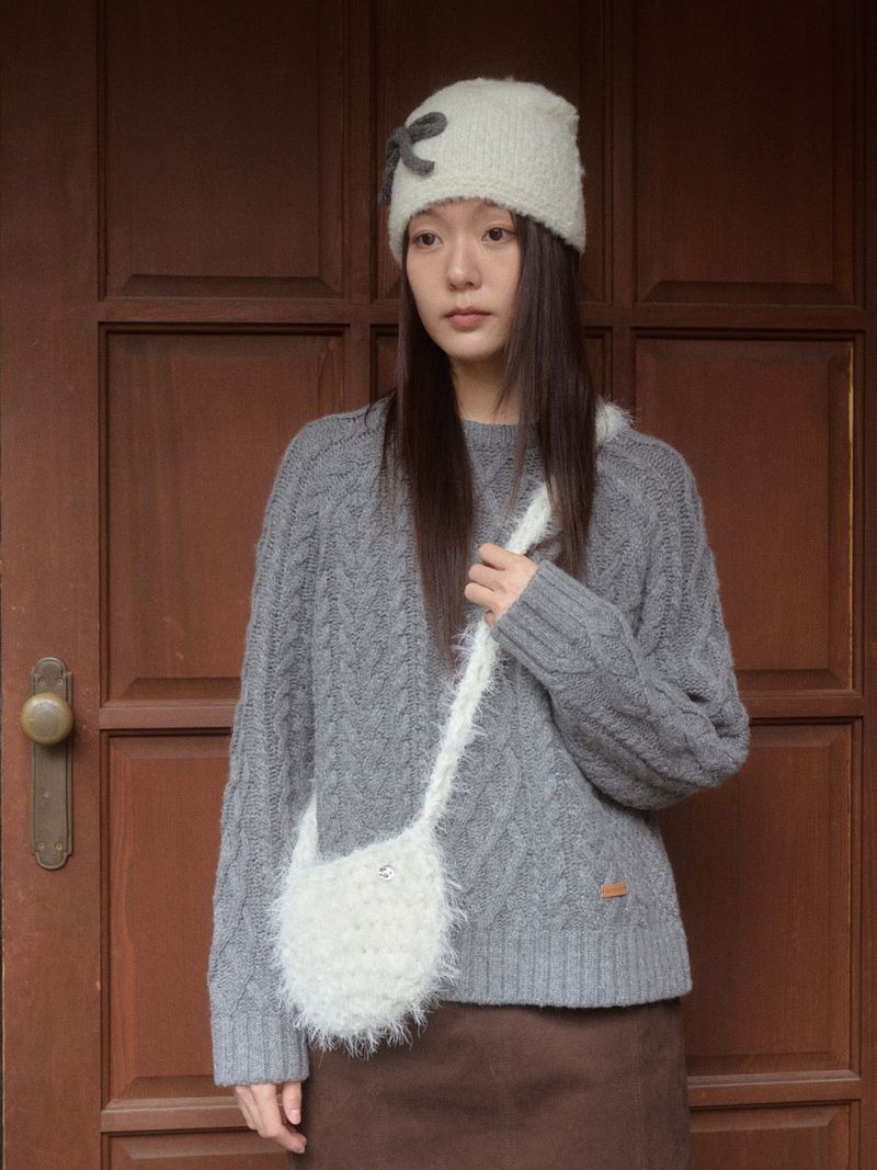 Ribbon Lettering Beanie - Ivory