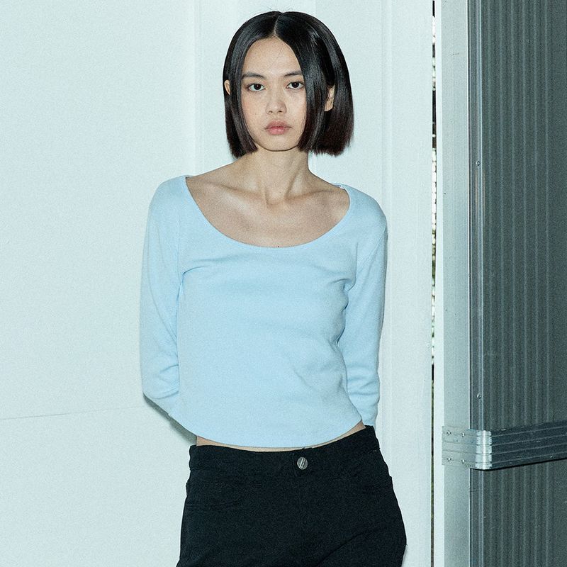 Curetty(キュリティ)の「C BASIC U-NECK T-SHIRT_LIGHT BLUE(Tops)」