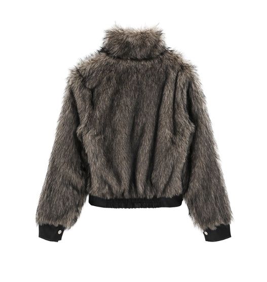 Casey High Neck Leather Fur Jumper