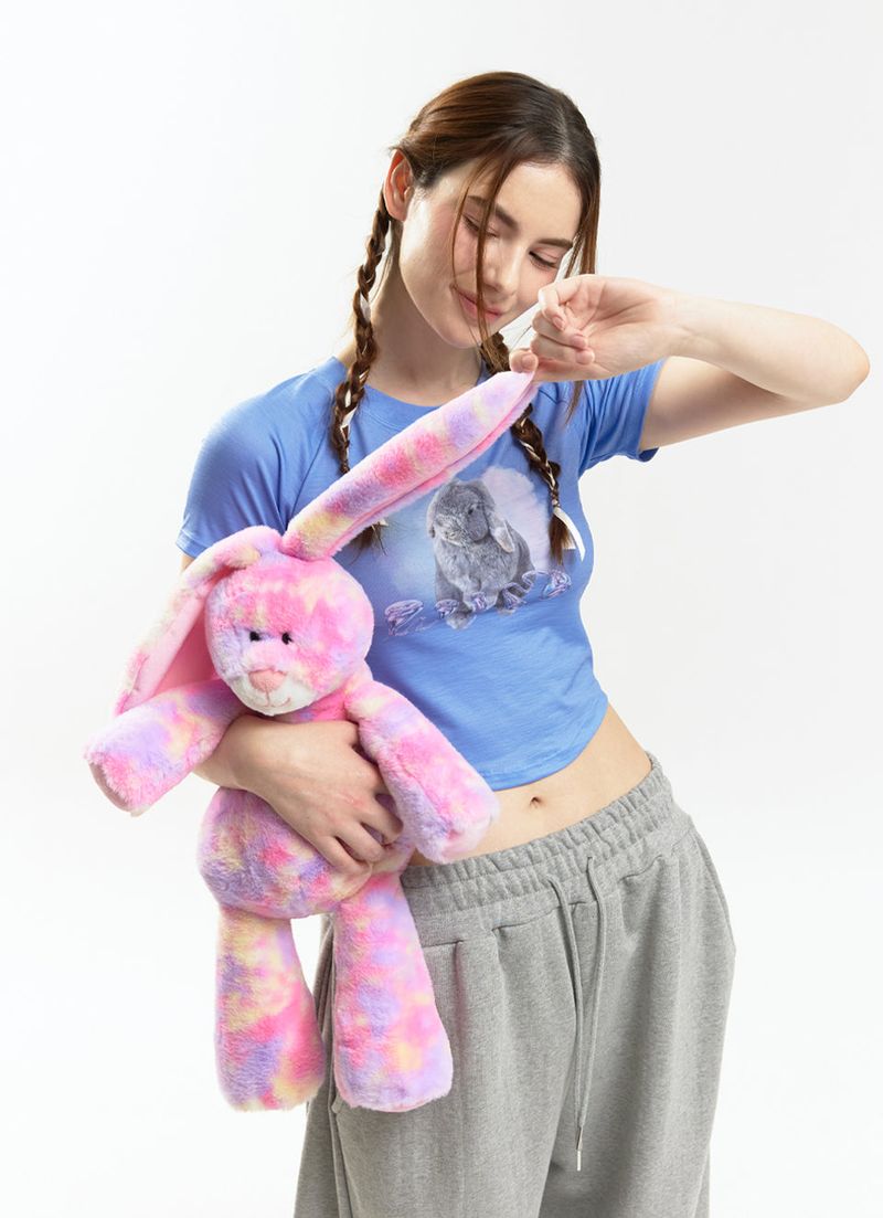 Heart bunny Raglan Crop-T (blue)