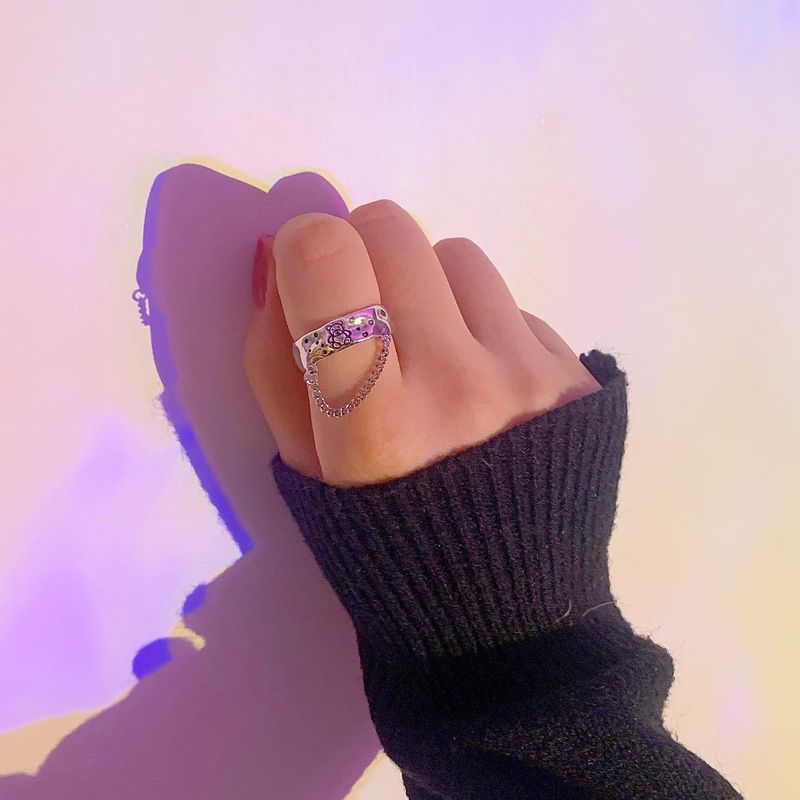 Silver Bear chain ring