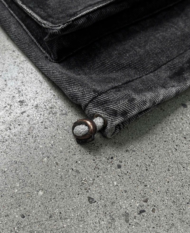 WASH-DENIM CARGO PANTS MULTI POCKET (Black)