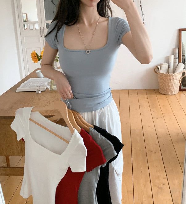 SHOPPERLAND(ショッパーランド)の「#Basic Square Cap Slim Short Sleeve T-shirt (5color)(Tops)」