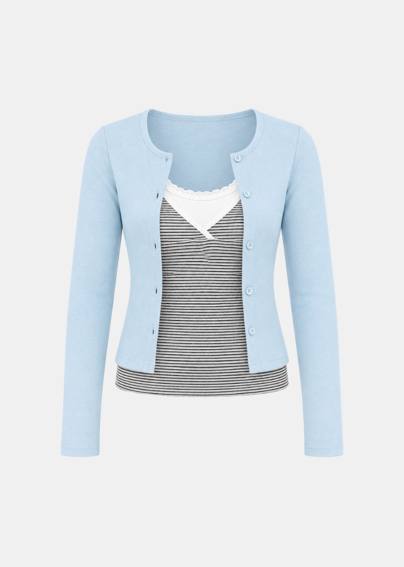 Mia Stripe Layered Cardigan Set
