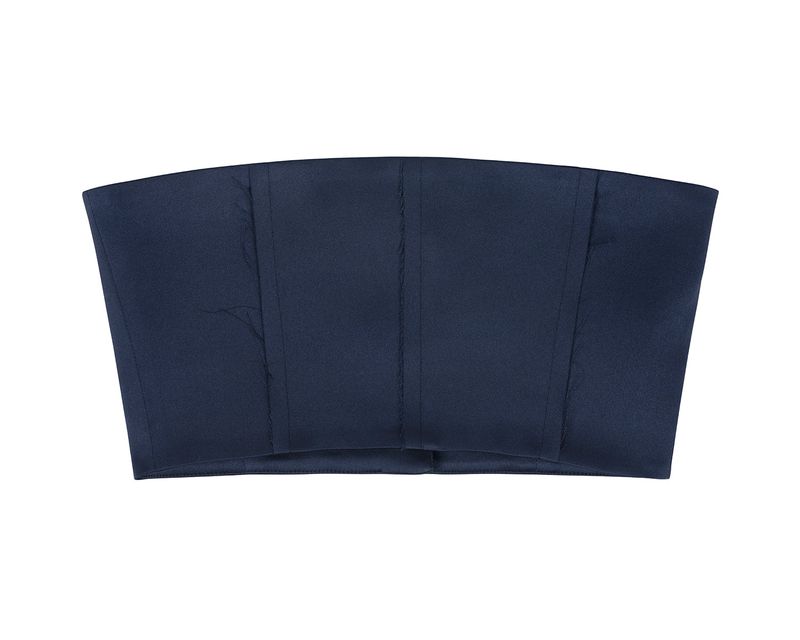 Raw Edge Button Tube Top _ Navy