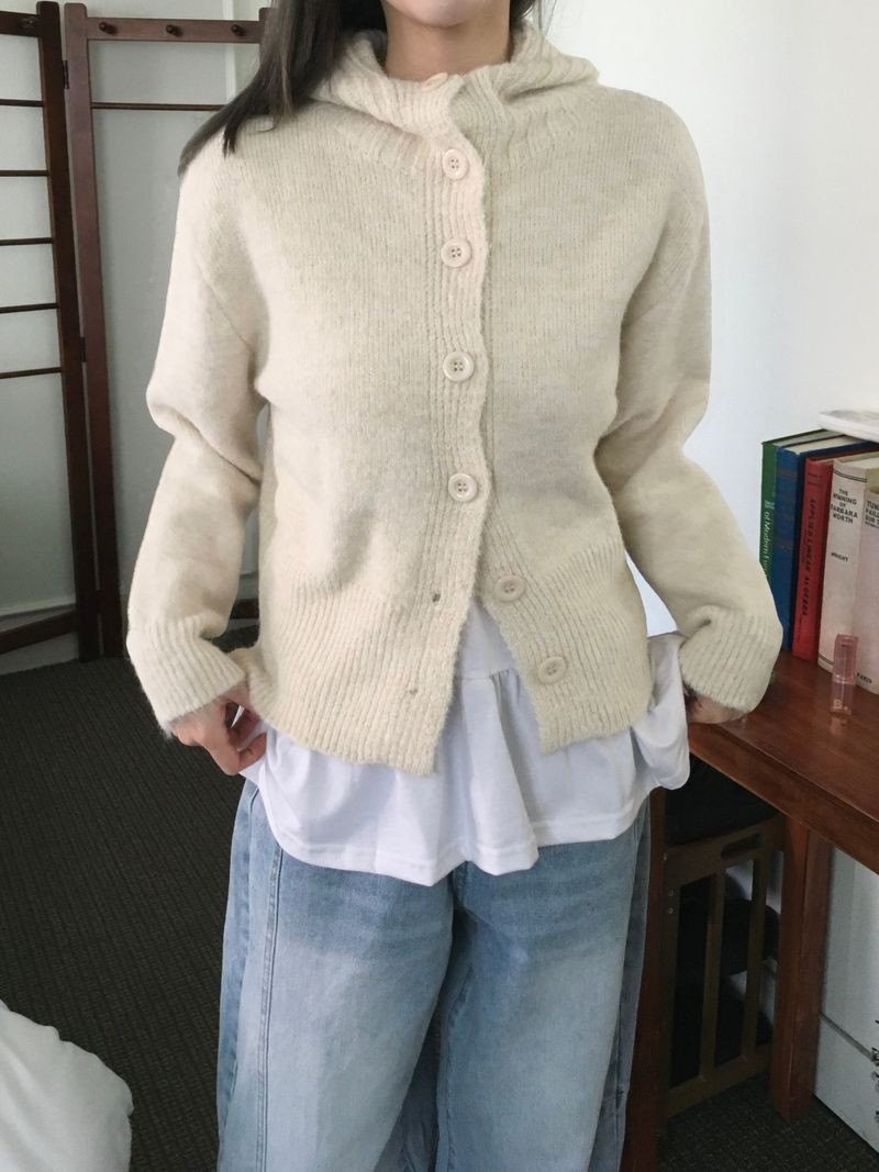Marron Wool Golji Hooded Cardigan (4c)