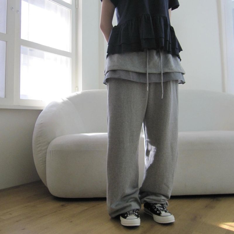 チェックラッフルスウェットパンツ