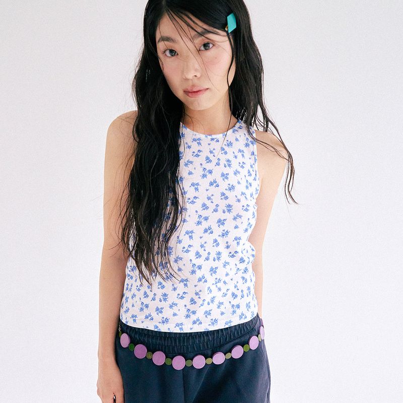 Blue flower sleeveless