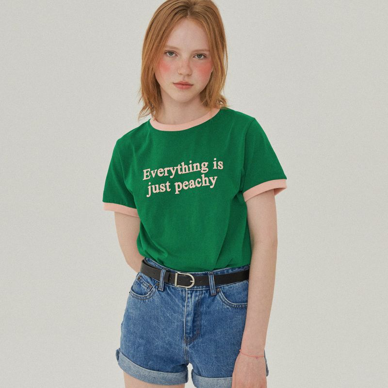 REGULAR FIT TWO TONE PRINT T-SHIRT_GREEN