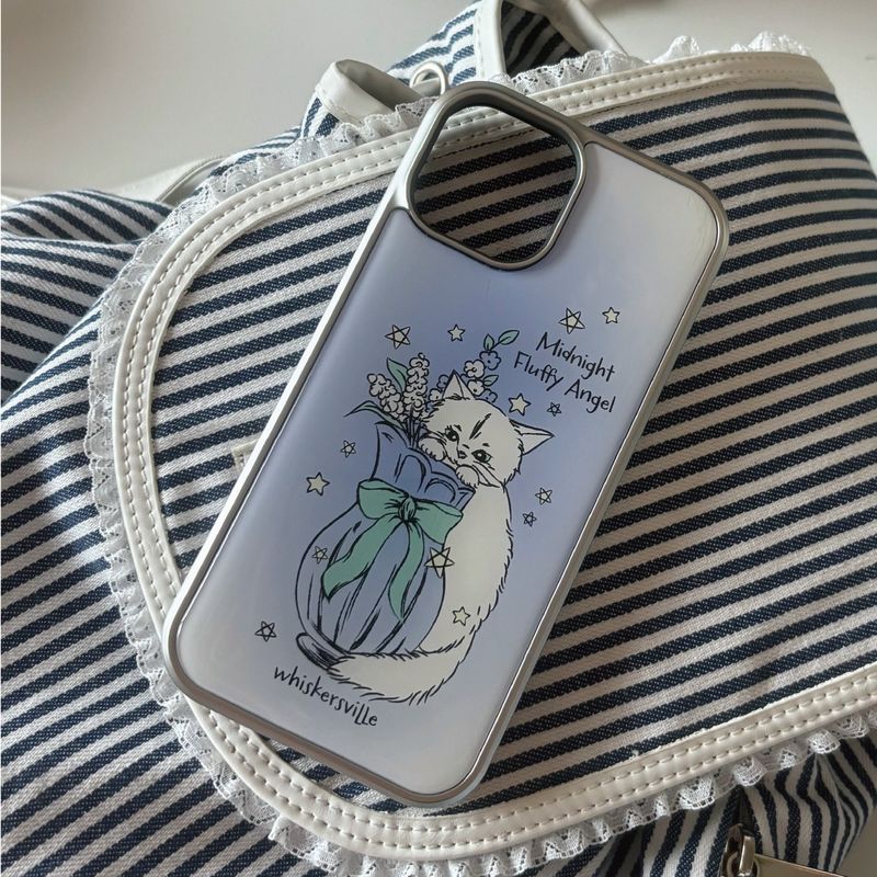 [MADE]Fluffy Cat Silver Epoxy Case