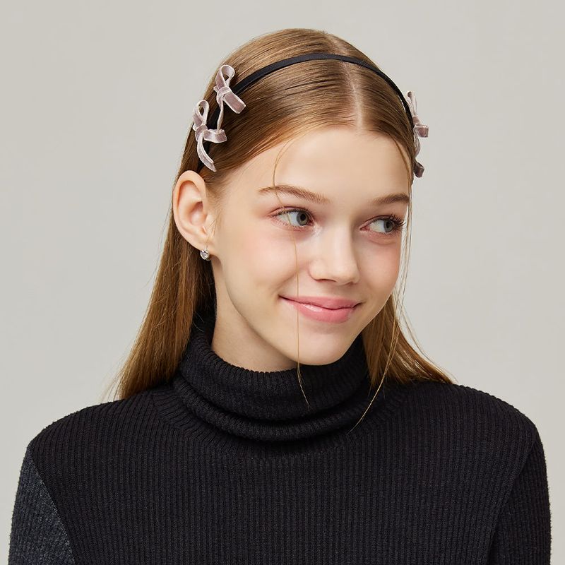 Velvet Mini Ribbon Hairband _ Cocoa