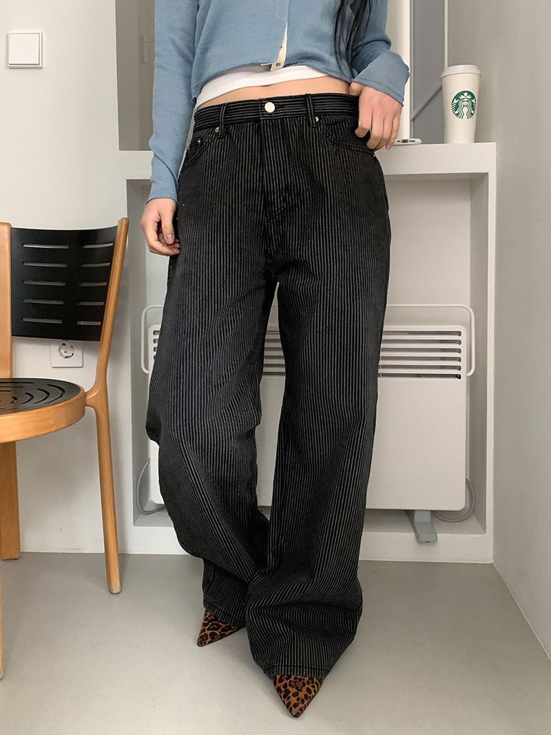 STRIPE BLACK JEANS
