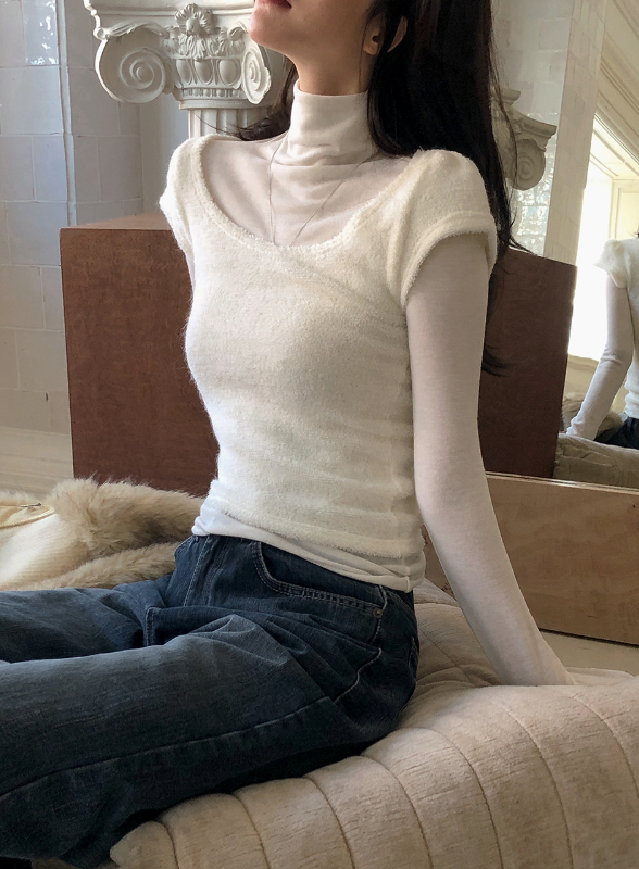 Terry U-neck Cap Short Sleeve Knit (2color)