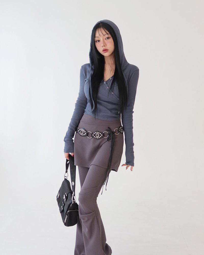 Delight-J(ディライトジェイ)の「Hood Diagonal Snap Button Wrap T-Shirt(Tops)」