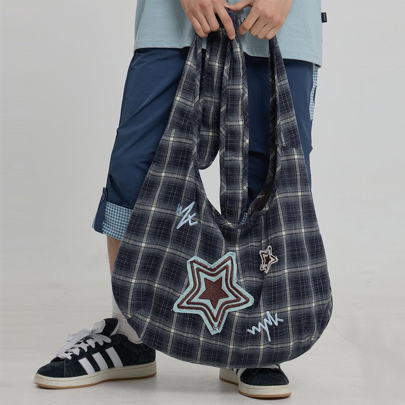 Star Check Applique Shoulder Bag